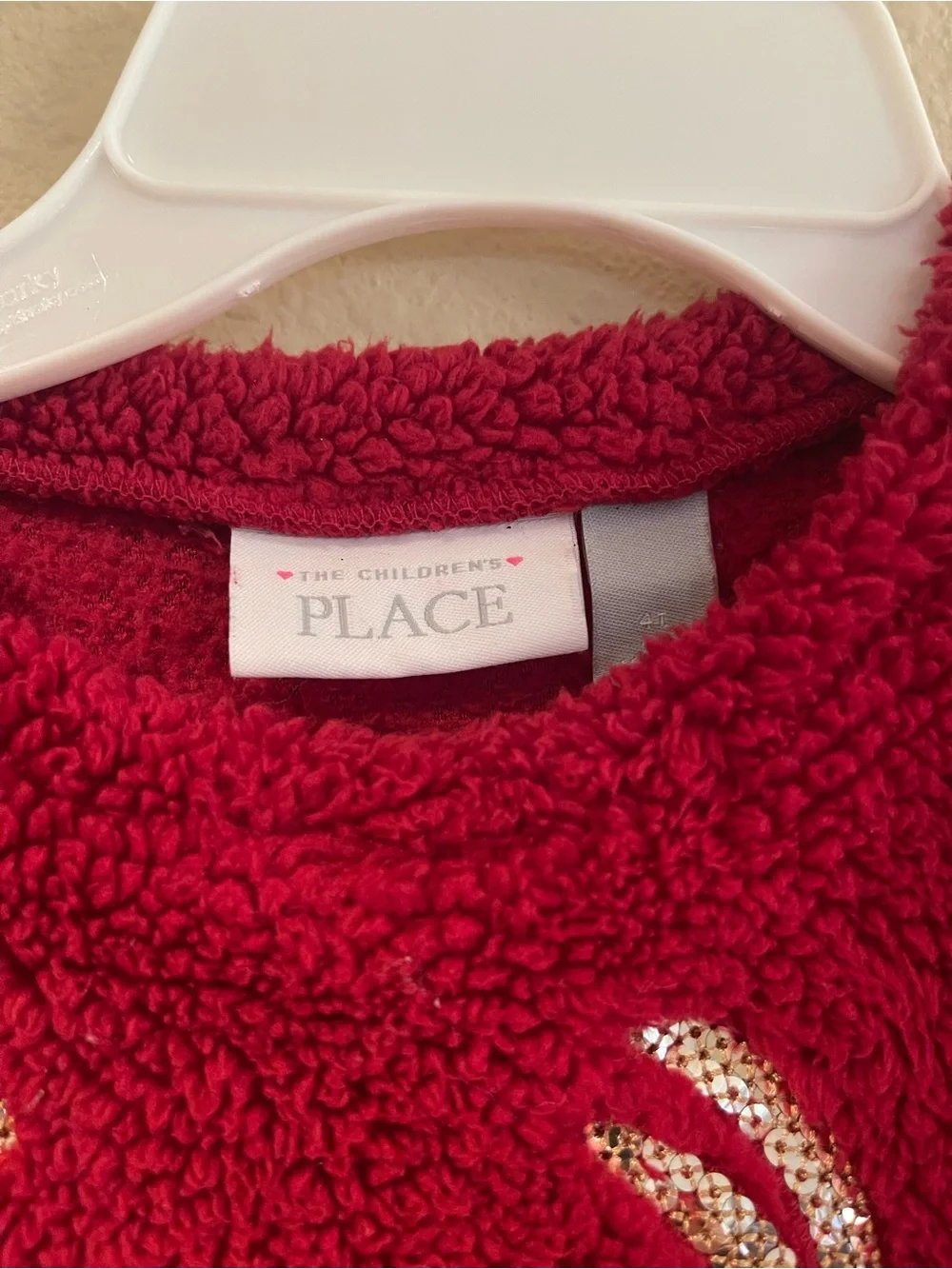 The Children's Place Red Sherpa Reindeer Pullover